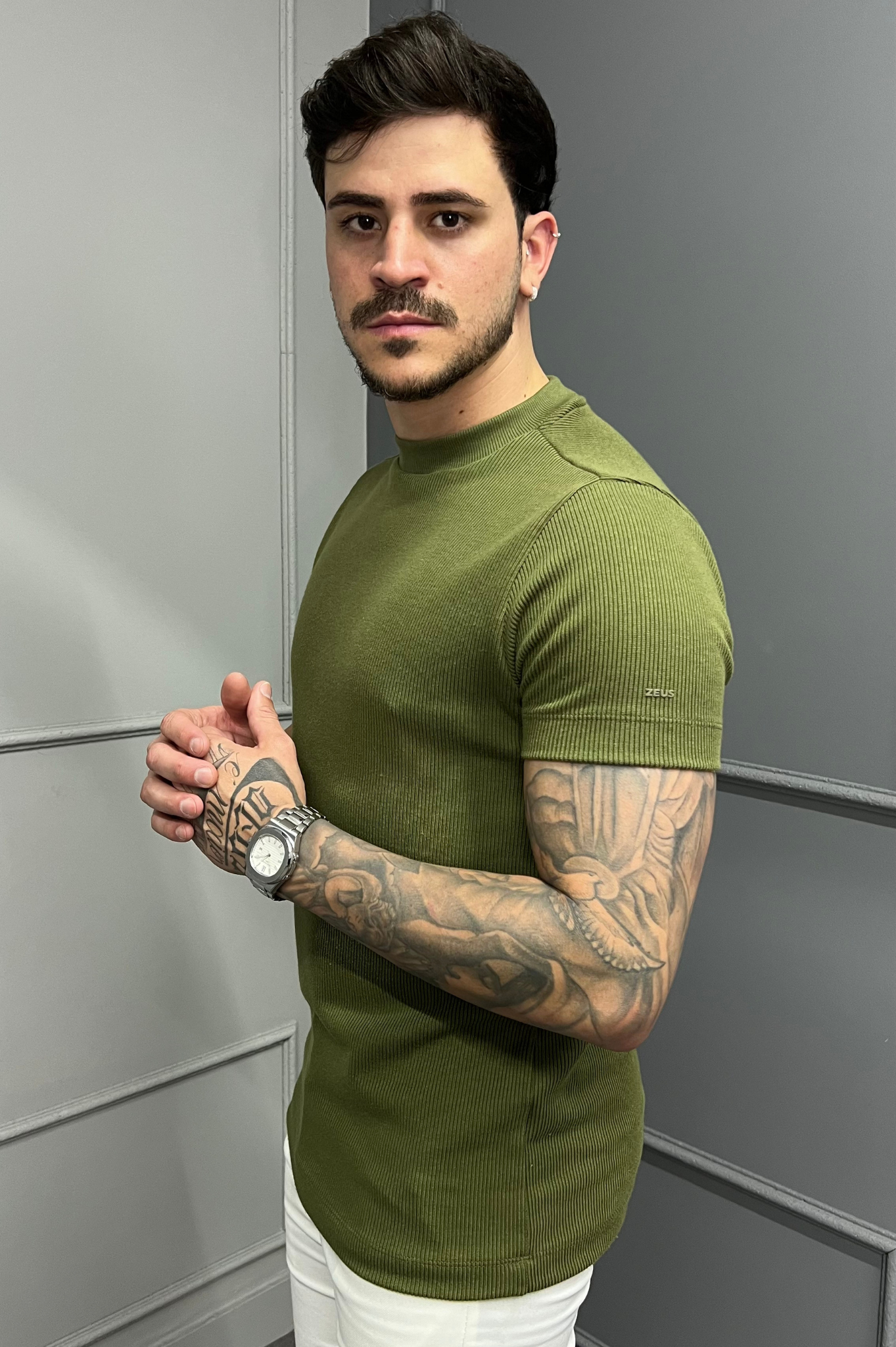 Camisa Tricochamp Canelada Zeus Verde Militar