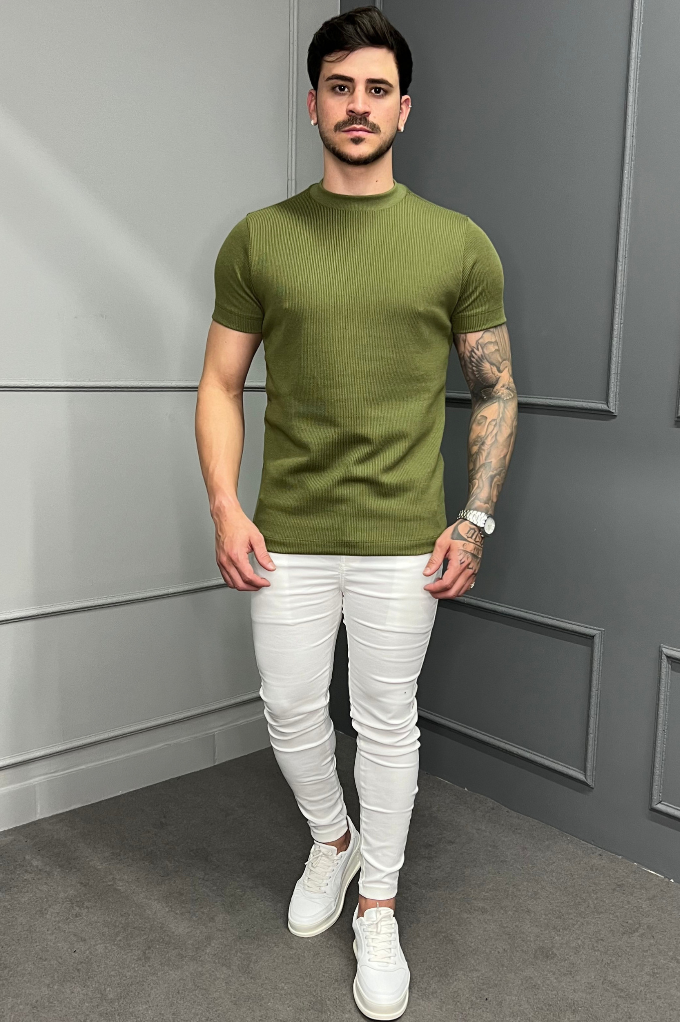 Camisa Tricochamp Canelada Zeus Verde Militar