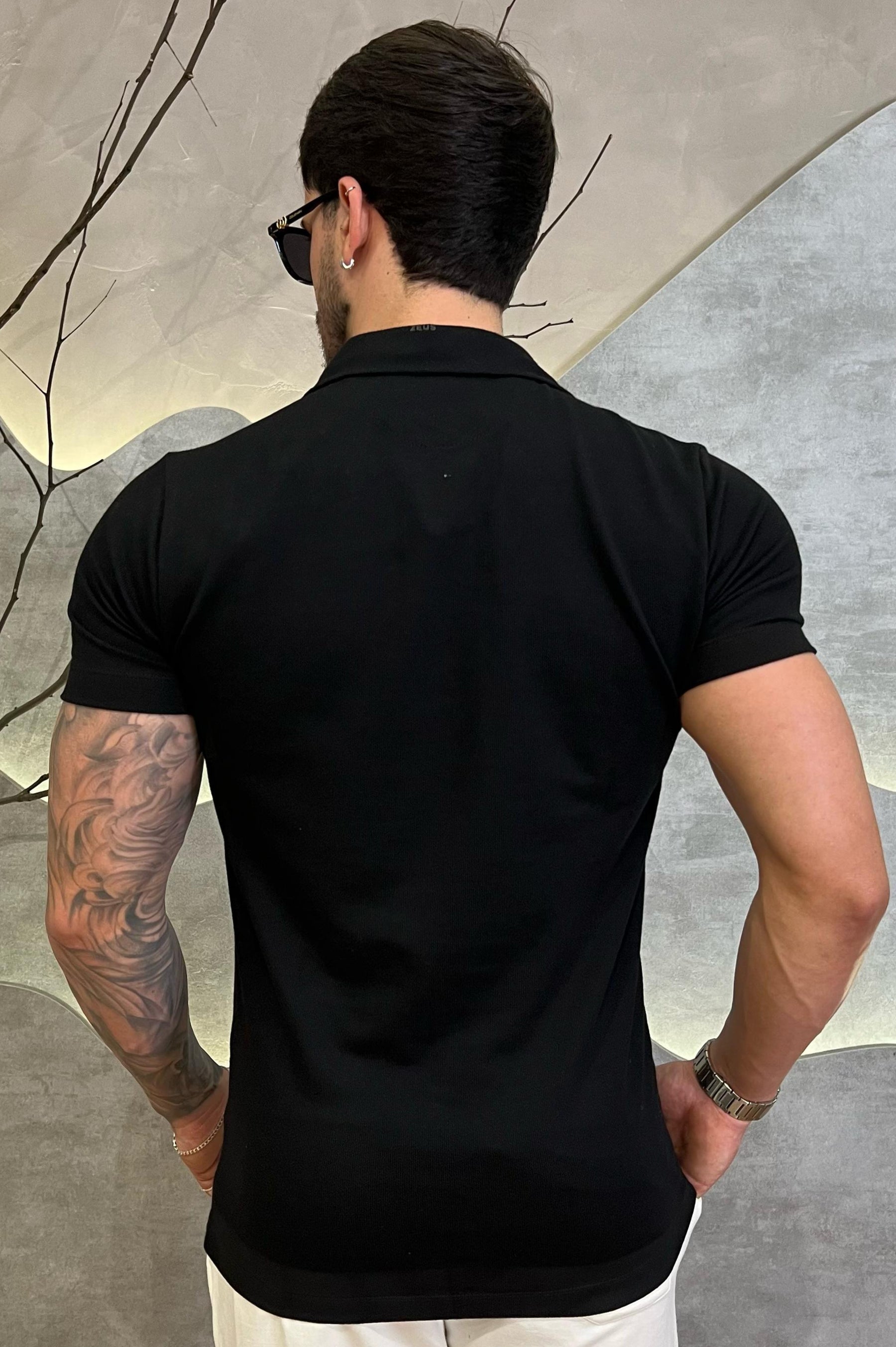 Camisa Polo Gola V Preto Zeus