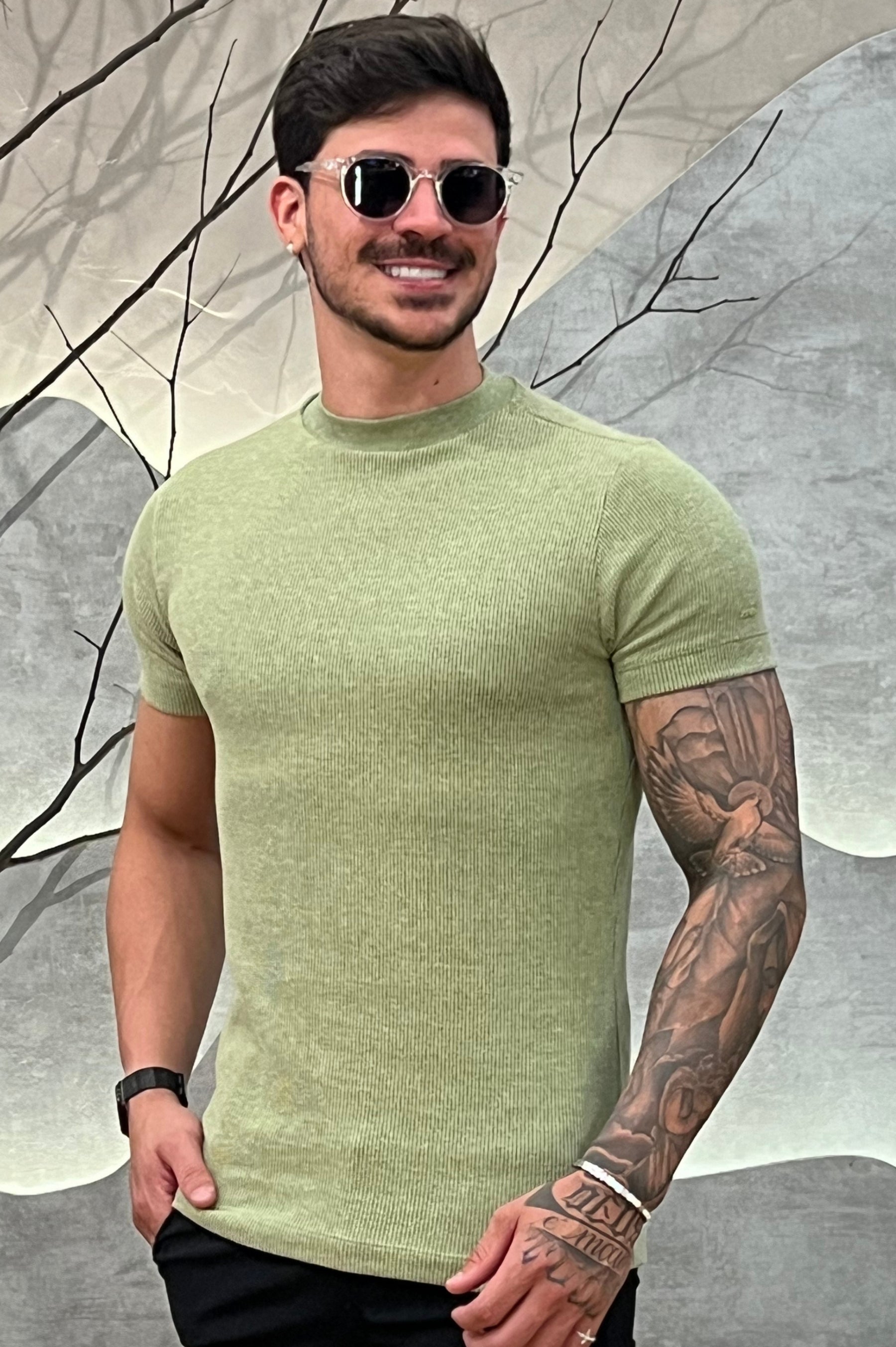 Camisa Tricochamp Canelada Zeus Verde Claro