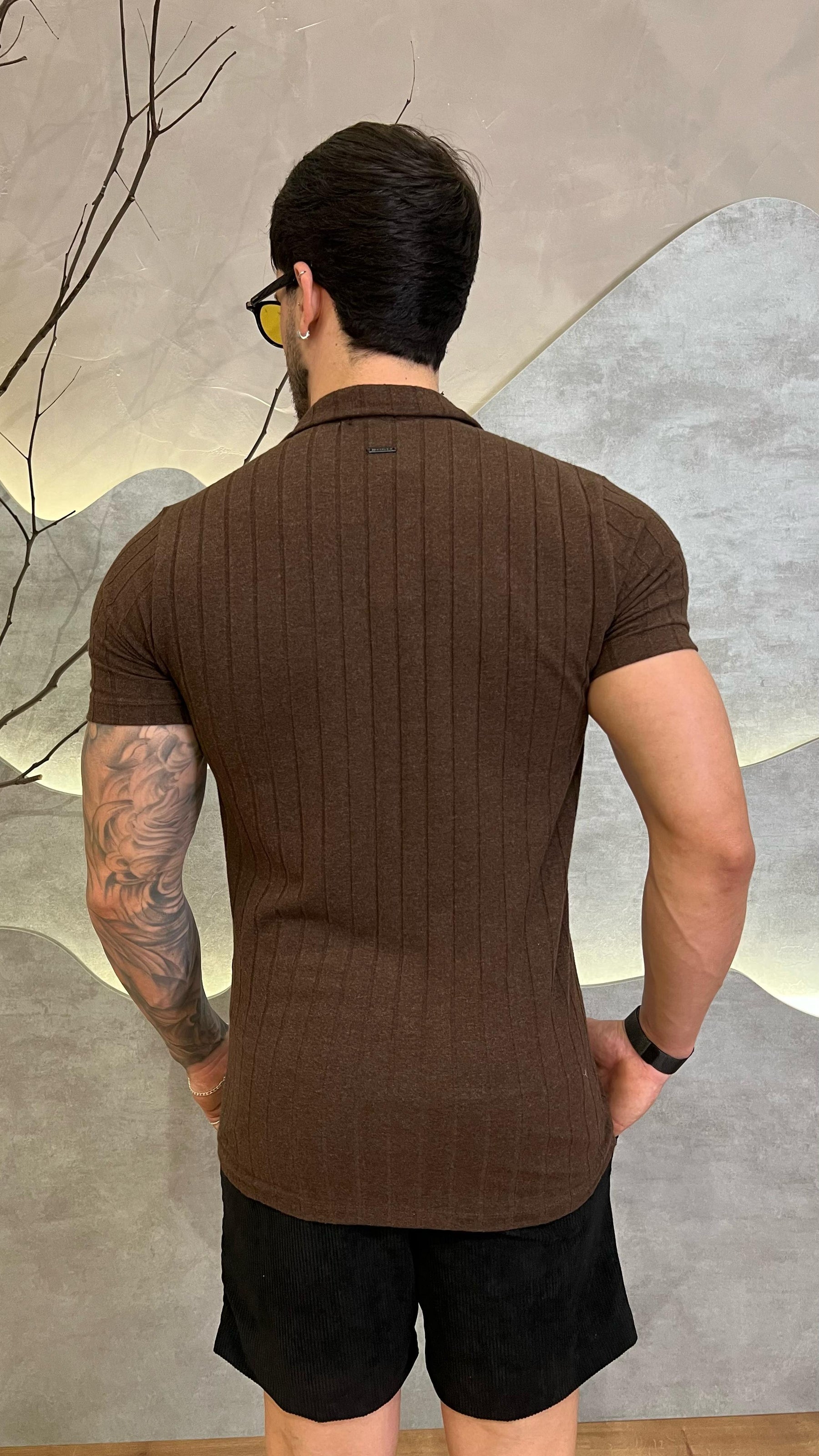 Camisa Polo Gola V Texturizada