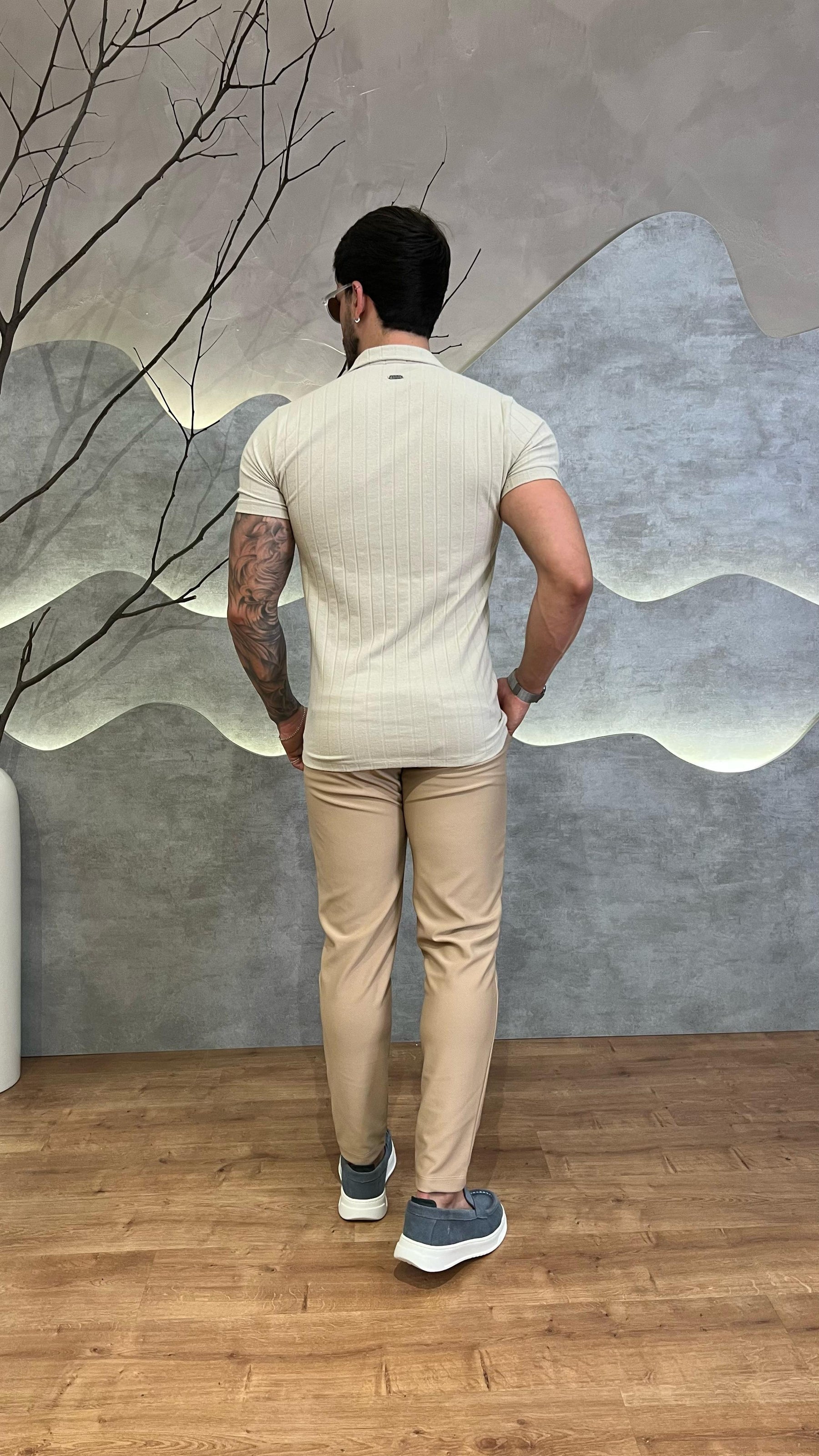 Camisa Polo Gola V Texturizada