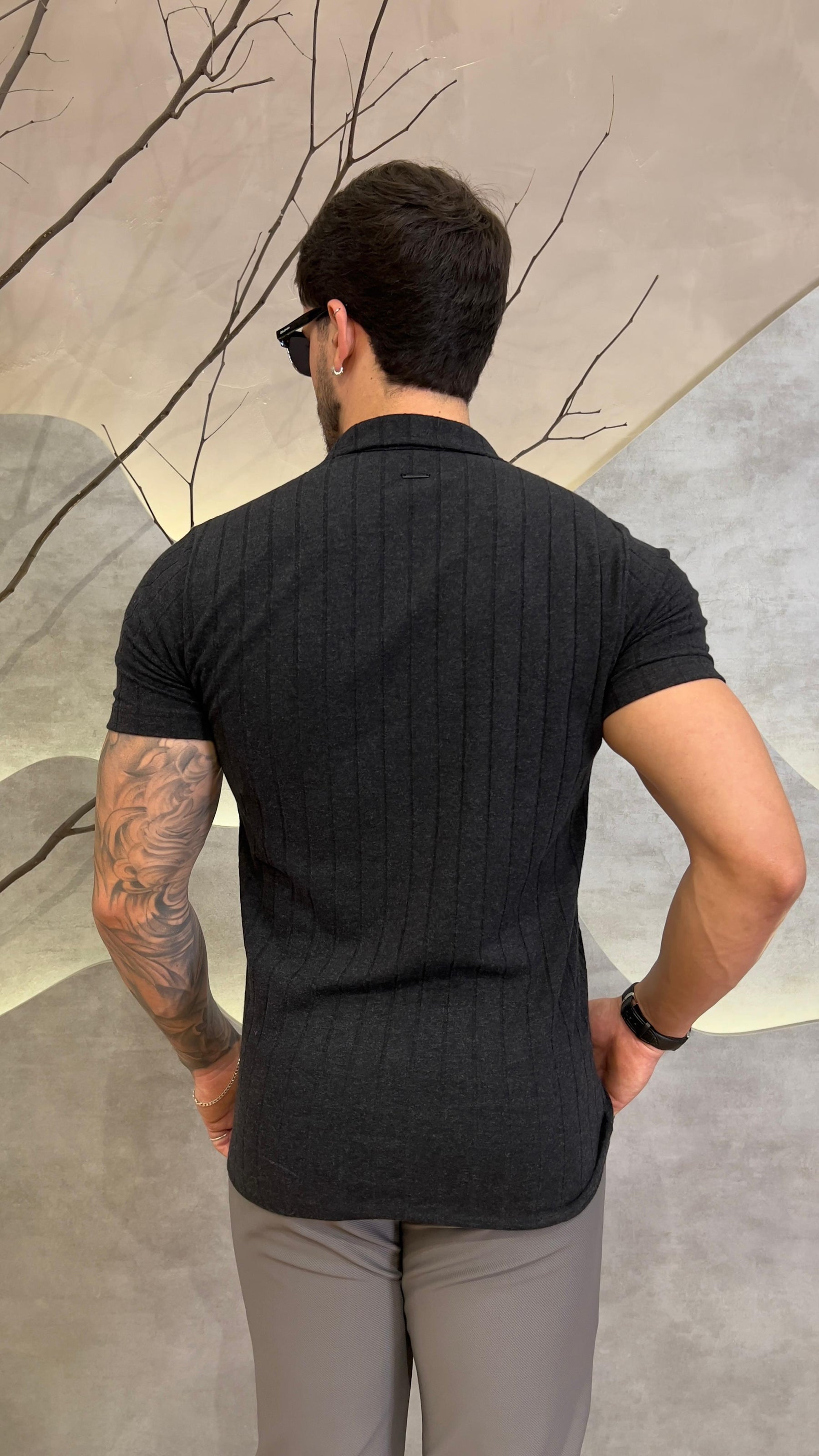 Camisa Polo Gola V Texturizada