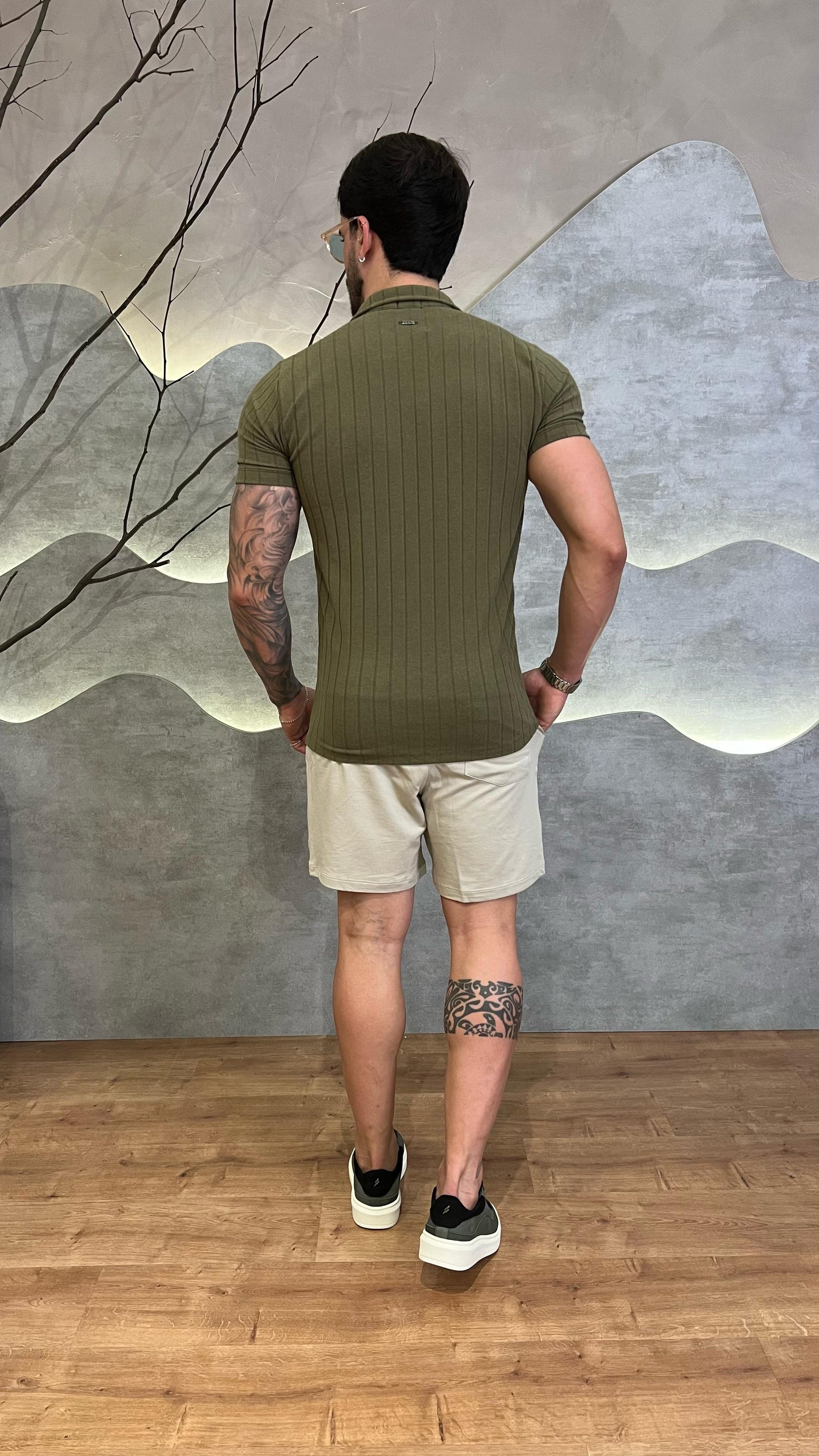 Camisa Polo Gola V Texturizada