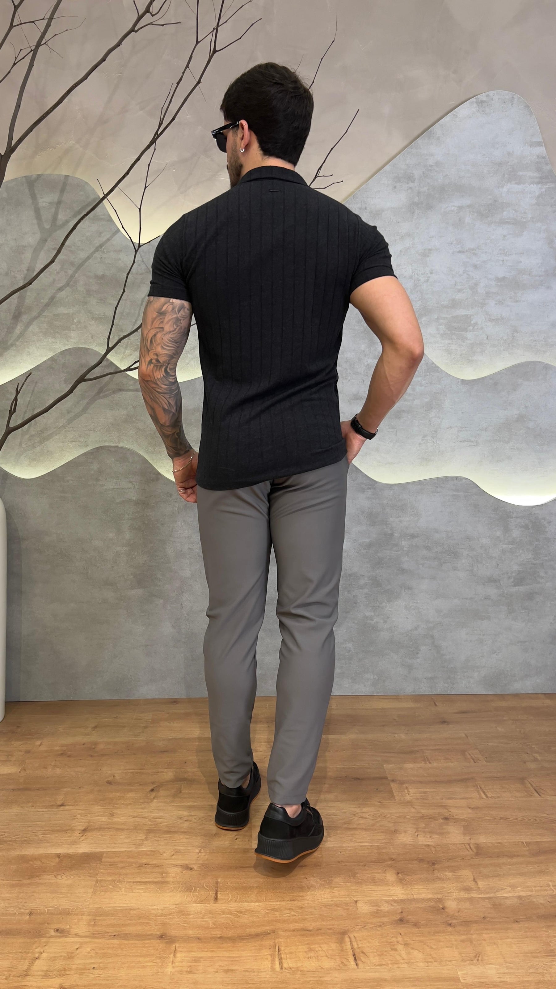 Camisa Polo Gola V Texturizada