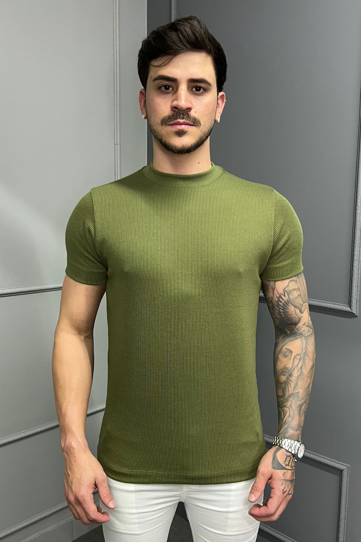 Camisa Tricochamp Canelada Zeus Verde Militar