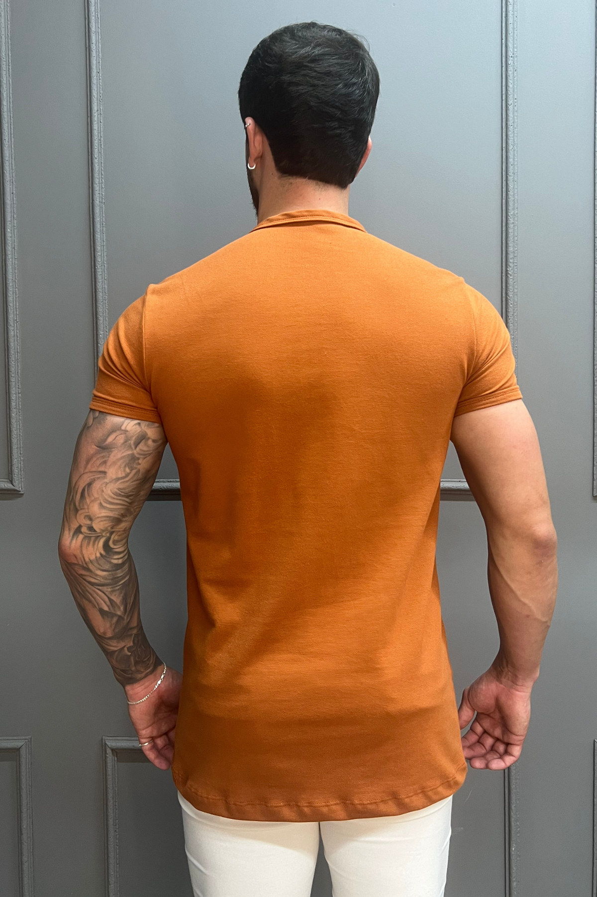 Camisa Gola Henley Laranja