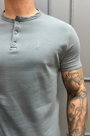 Camisa Gola Henley Cinza
