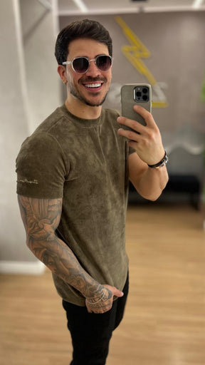 Camisa Cotelê Aveludada Zeus Manga Curta