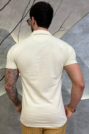 Camisa Polo Gola V Areia Zeus