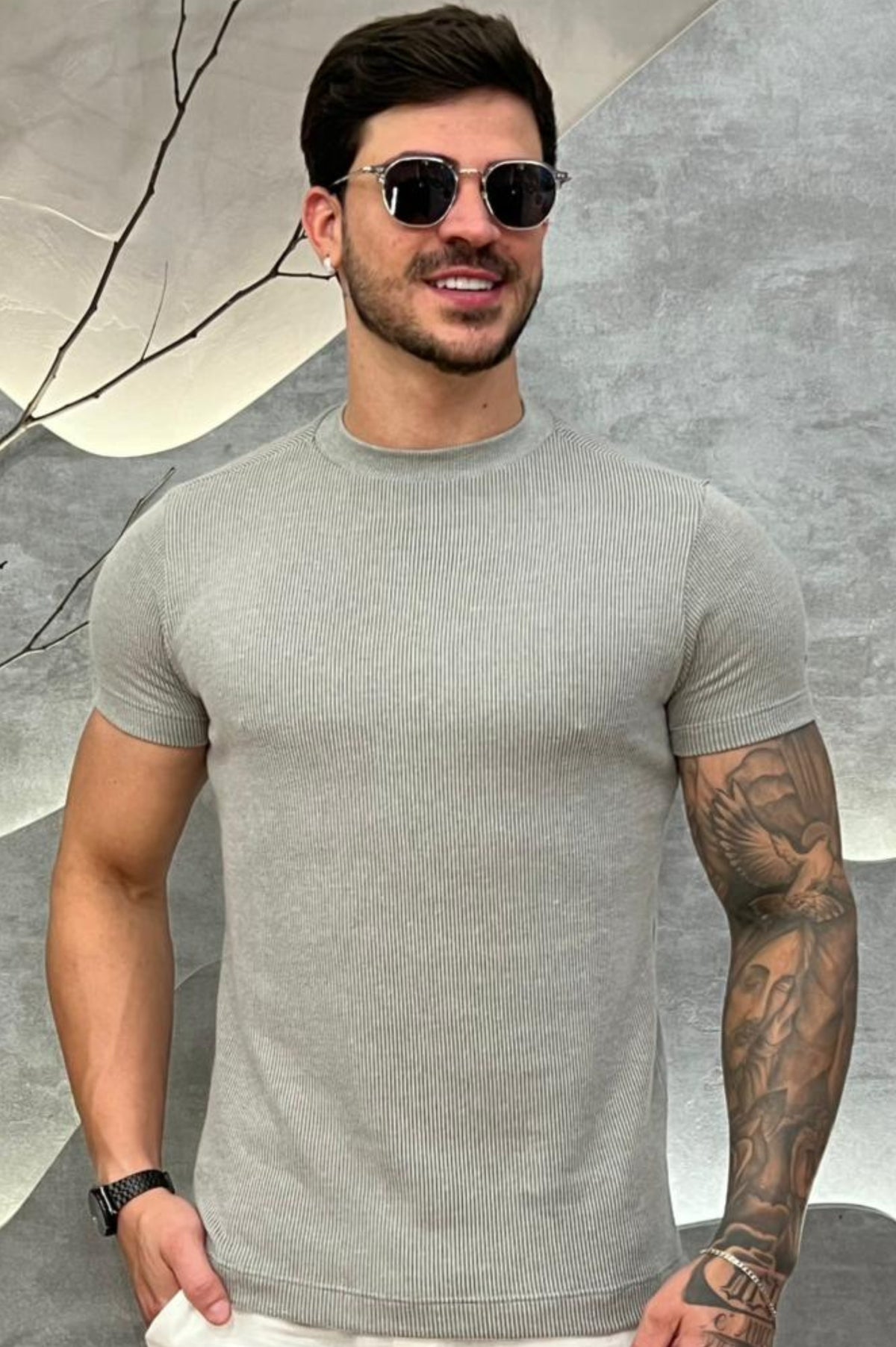 Camisa Tricochamp Canelada Zeus Cinza Espacial