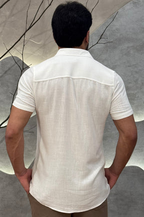 Camisa Viscolinho Manga Curta Branca Zeus