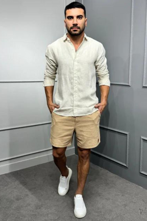 Camisa Social 100% Linho Zeus Palha