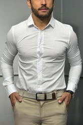 Camisa Social Slim Tricoline Zeus Branca