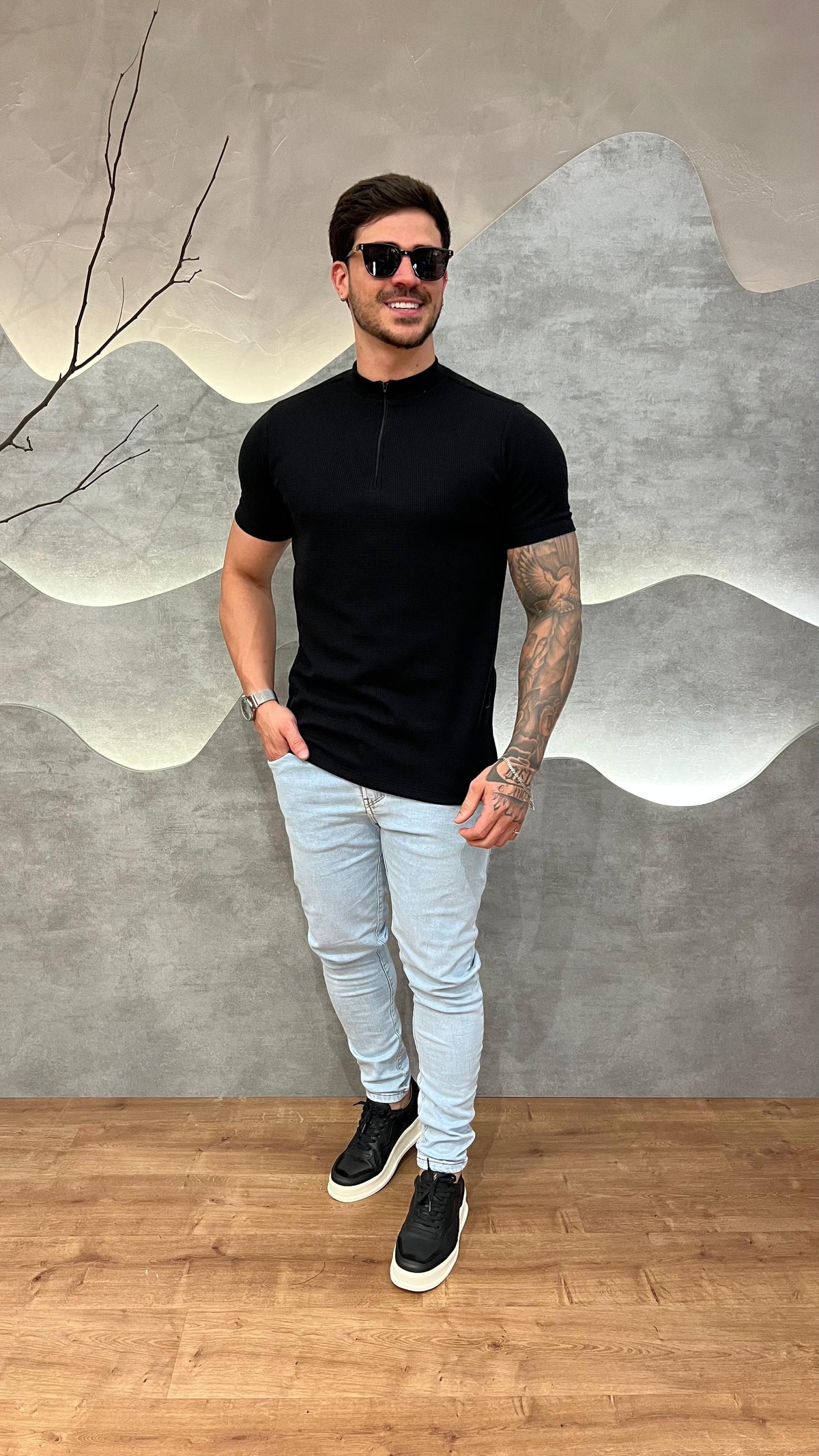 Camisa Half Ziper Texturizada
