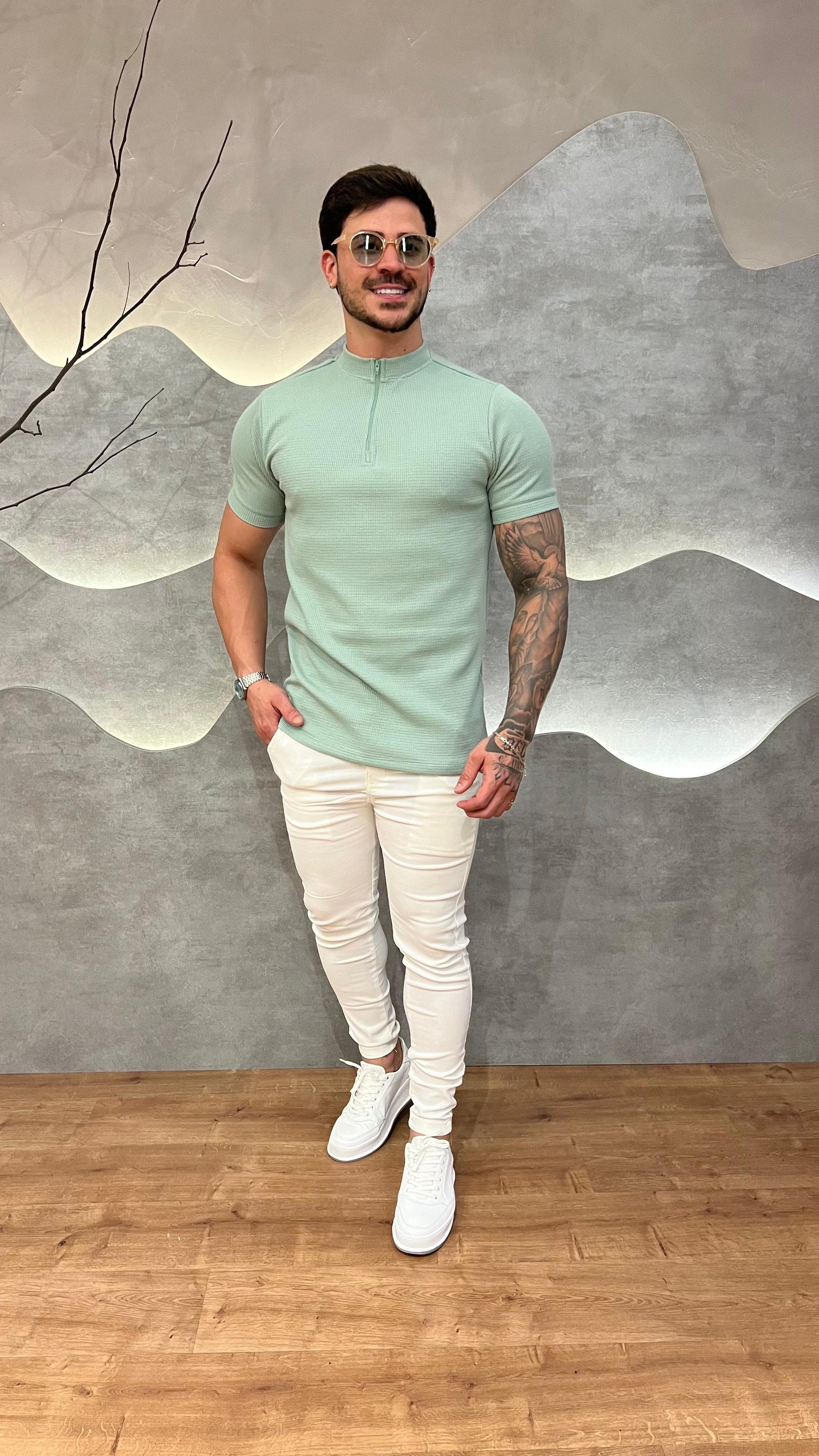 Camisa Half Ziper Texturizada