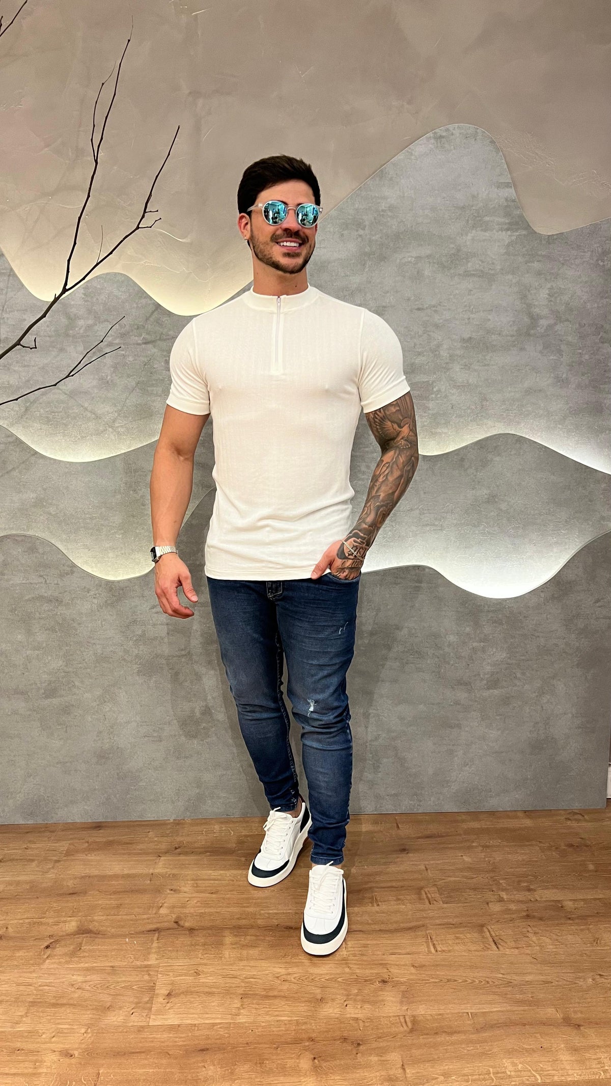 Camisa Half Ziper Viscose
