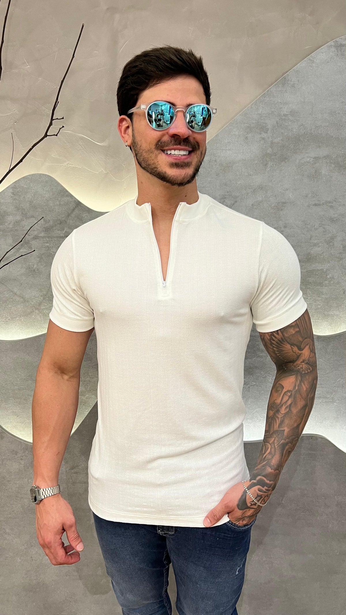 Camisa Half Ziper Viscose