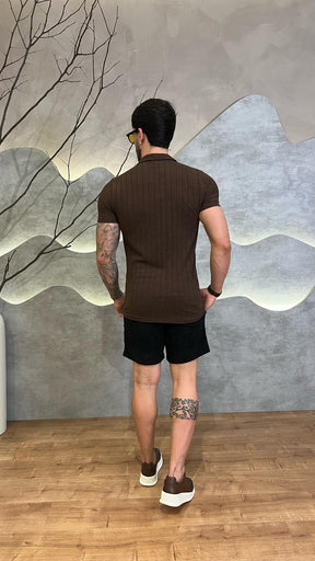 Camisa Polo Gola V Texturizada
