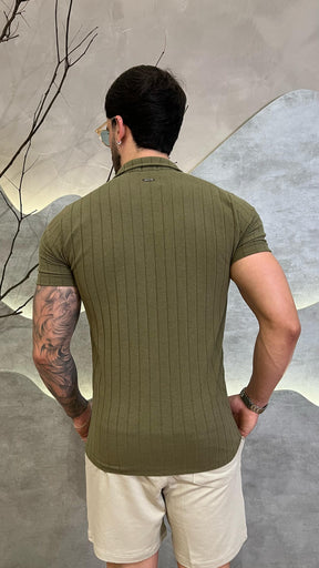 Camisa Polo Gola V Texturizada