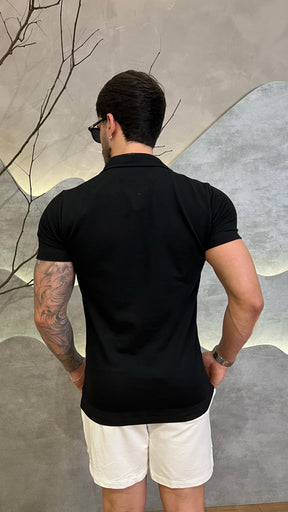 Camisa Polo Gola V Preto Zeus