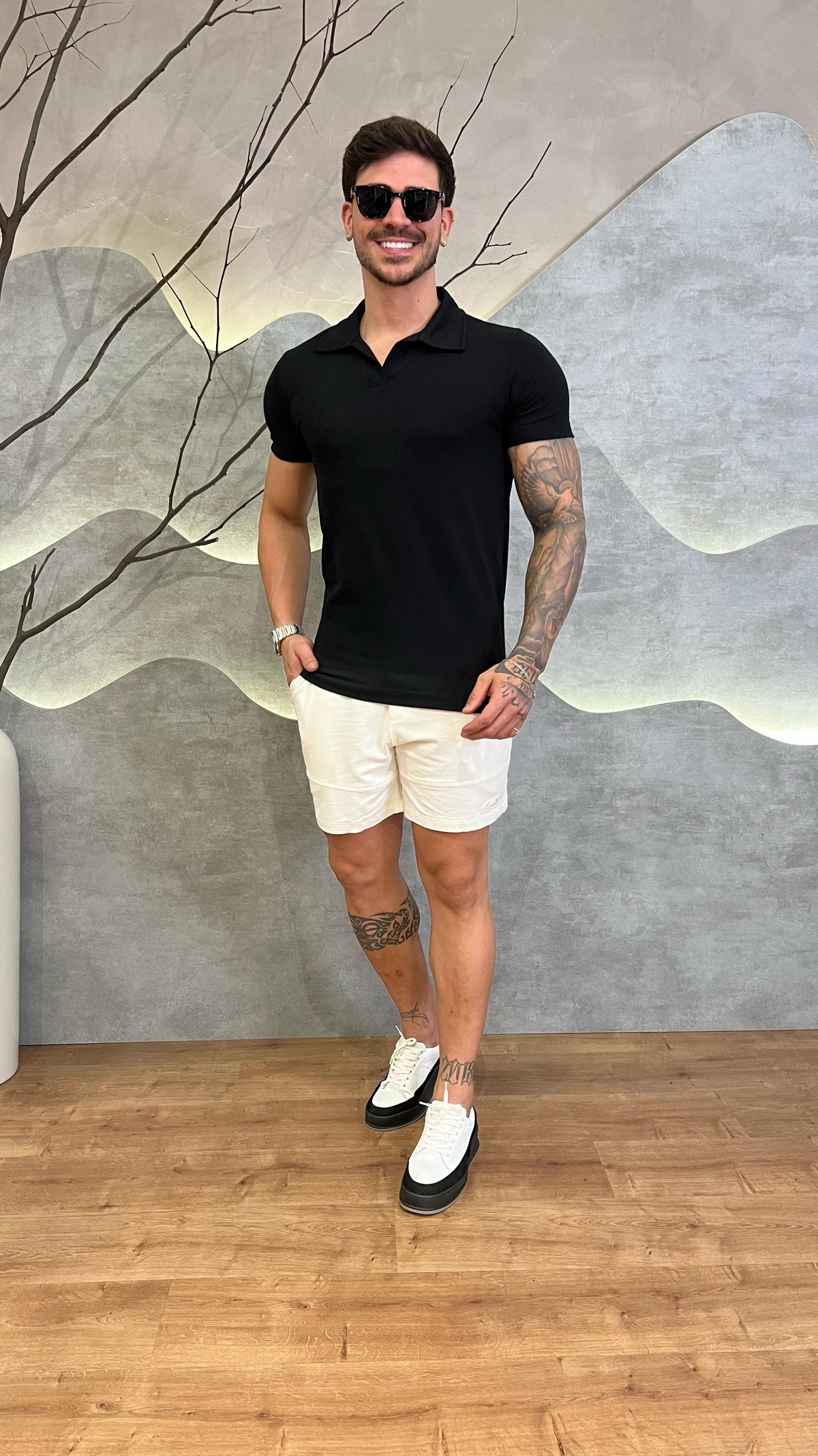 Camisa Polo Gola V Preto Zeus