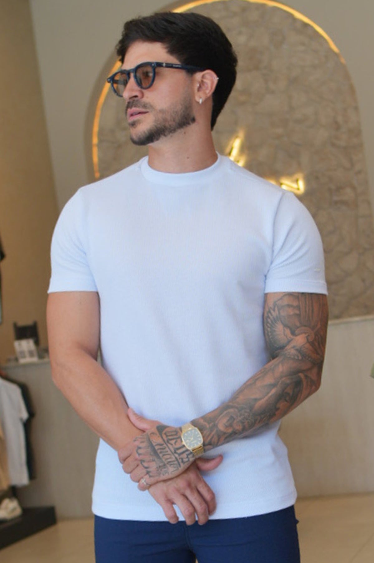 T-Shirt Cotton com Elastano Zeus Branca