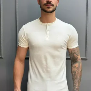 Camisa Gola Henley Branca