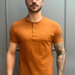 Camisa Gola Henley Laranja