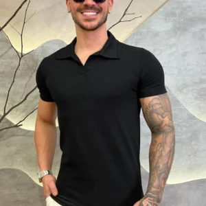 Camisa Polo Gola V Preto Zeus